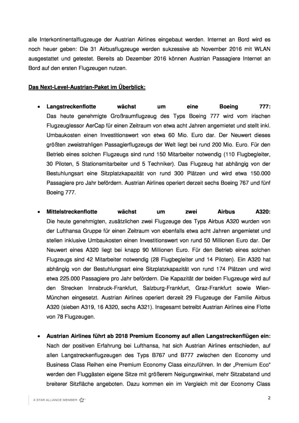Austrian Airlines investiert in zusätzliche Flugzeuge am Drehkreuz Wien, Seite 2/4, komplettes Dokument unter http://boerse-social.com/static/uploads/file_1853_austrian_airlines_investiert_in_zusatzliche_flugzeuge_am_drehkreuz_wien.pdf