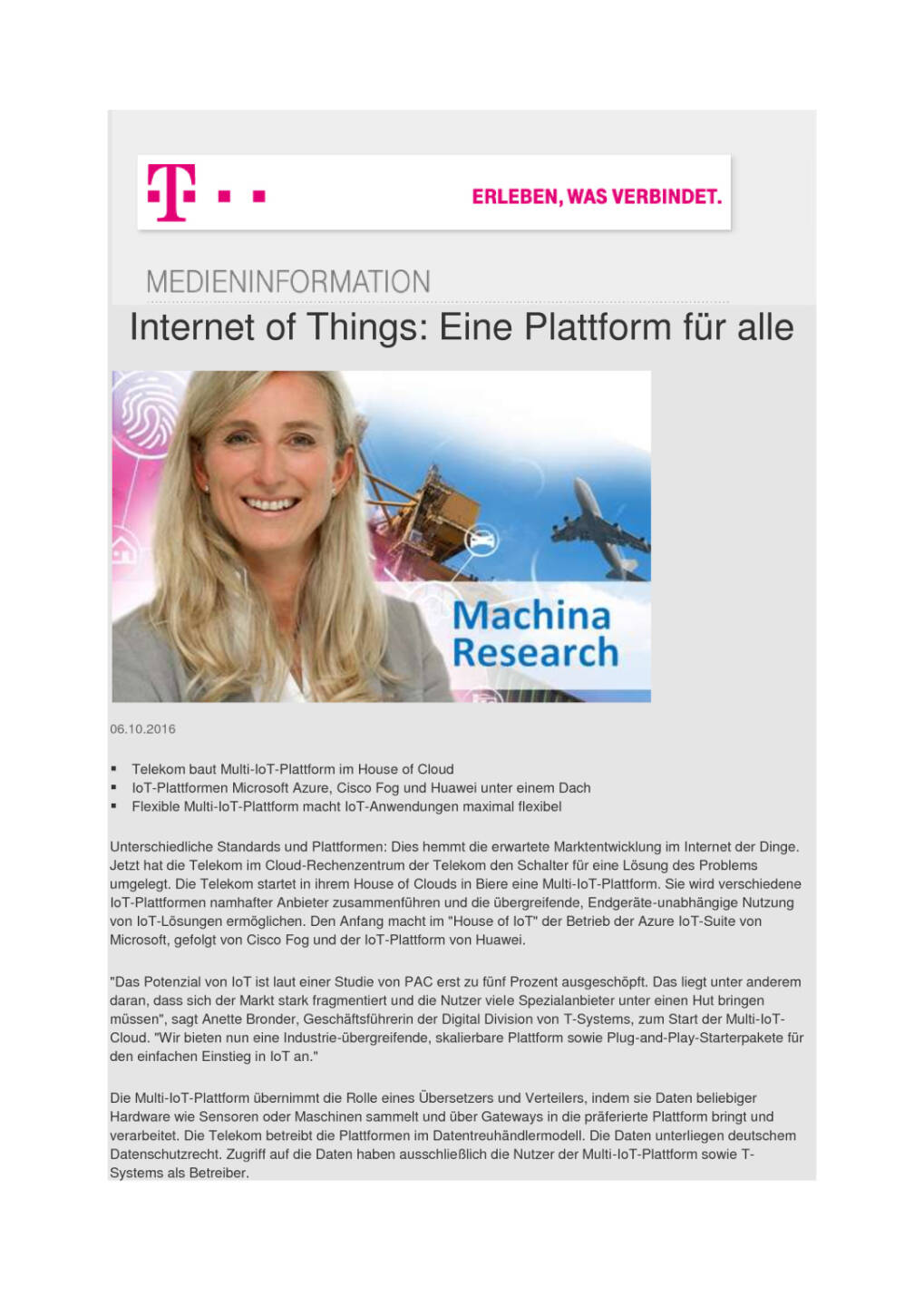 Deutsche Telekom: Internet of Things - eine Plattform für alle, Seite 1/2, komplettes Dokument unter http://boerse-social.com/static/uploads/file_1876_deutsche_telekom_internet_of_things_-_eine_plattform_fur_alle.pdf