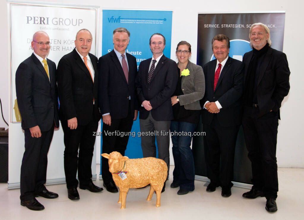 Hanns Kratzer (GF Peri Consulting GmbH), Michael Gnant (Präsident vfwf), Markus Müller (Rektor MedUni Wien), Klaus Markstaller (Vizepräsident vfwf), Birgit Bernhard (Head of Accounts Welldone Werbung und PR), Otto Müller (GF Vamed-KMB Krankenhausmanagement und Betriebsführungsges.m.b.H), Robert Riedl (GF Welldone Werbung und PR GmbH) : 51. Welldone Lounge am 6. Oktober 2016 stand im Zeichen des Vereins zur Förderung von Forschung und Wissenschaft (vfwf) : Fotocredit: Matern/Welldone (10.10.2016) 