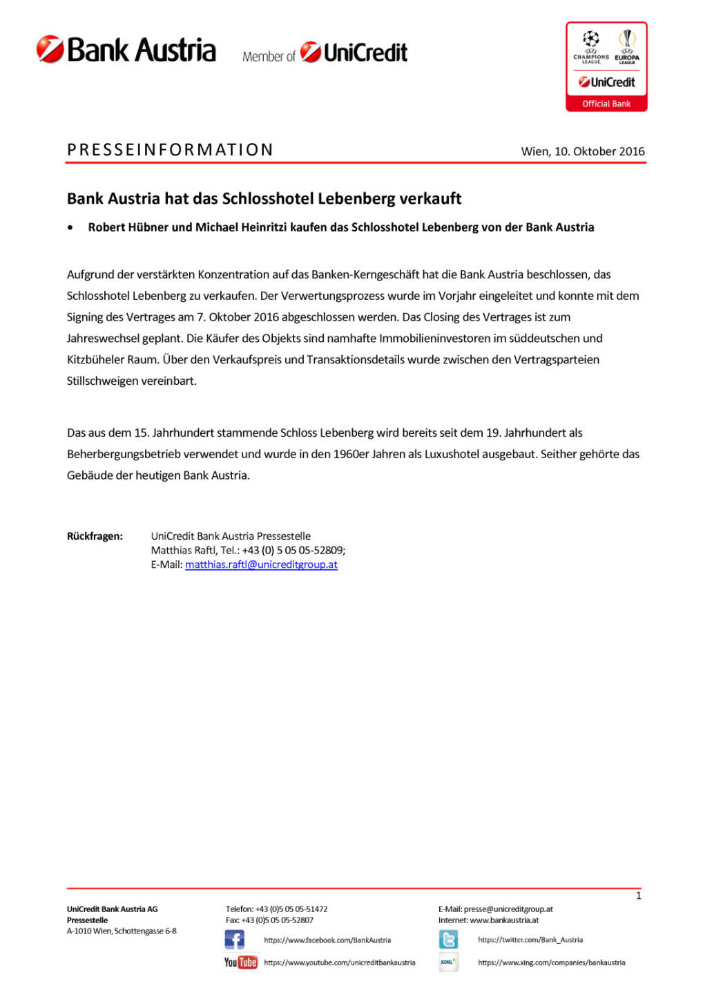 Bank Austria: Verkauf des Schlosshotels Lebenberg, Seite 1/1, komplettes Dokument unter http://boerse-social.com/static/uploads/file_1883_bank_austria_verkauf_des_schlosshotels_lebenberg.pdf