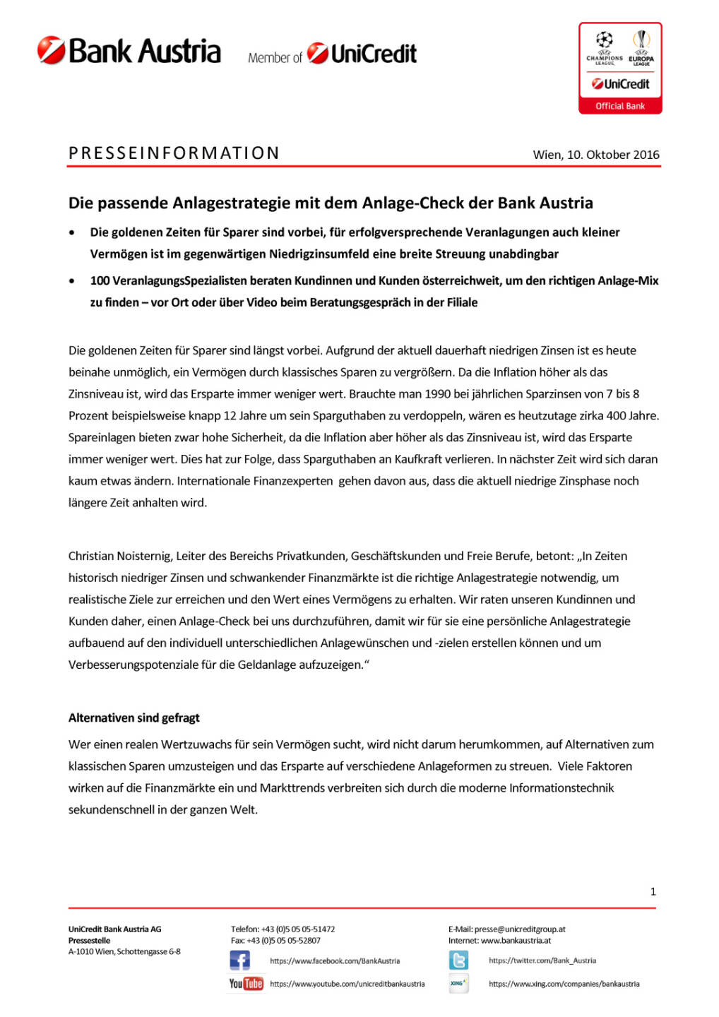 Bank Austria Anlage-Check, Seite 1/2, komplettes Dokument unter http://boerse-social.com/static/uploads/file_1884_bank_austria_anlage-check.pdf