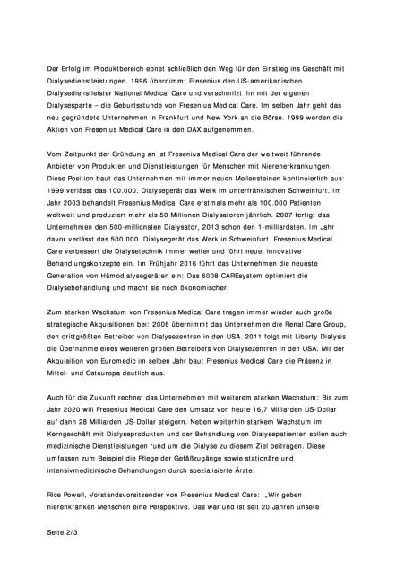 Fresenius Medical Care feiert 20-jähriges Bestehen, Seite 2/3, komplettes Dokument unter http://boerse-social.com/static/uploads/file_1888_fresenius_medical_care_feiert_20-jahriges_bestehen.pdf (10.10.2016) 