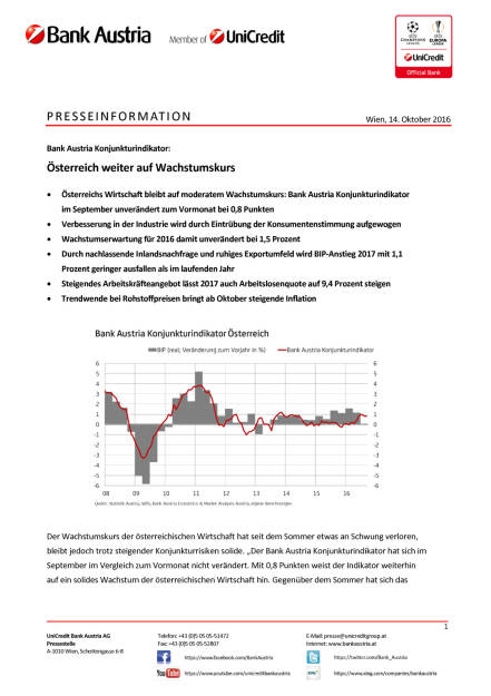 Bank Austria: Konjunkturindikator, Seite 1/6, komplettes Dokument unter http://boerse-social.com/static/uploads/file_1900_bank_austria_konjunkturindikator.pdf (14.10.2016) 