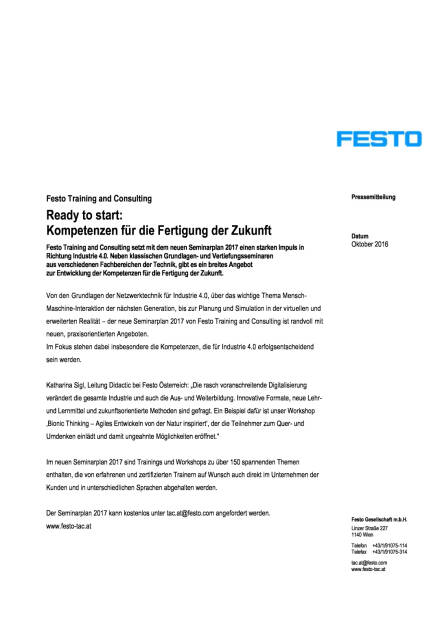 Festo: Seminarplan 2017 von Training and Consulting, Seite 1/2, komplettes Dokument unter http://boerse-social.com/static/uploads/file_1906_festo_seminarplan_2017_von_training_and_consulting.pdf (17.10.2016) 