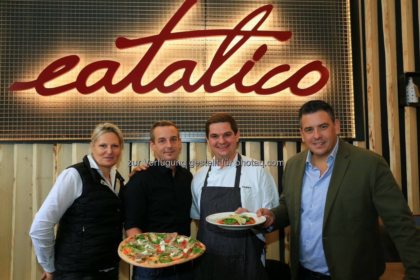 Gabriele Huth (Gastronomin), Harald Prock (Restaurantleiter), Harald Hochedlinger (Koch), Robert Huth (Gastronom) : Eröffnung Restaurant Eatalico am Stubenring : Fotocredit: Culinarius Beteiligungs und Management GmbH/APA-Fotoservice/Langegger