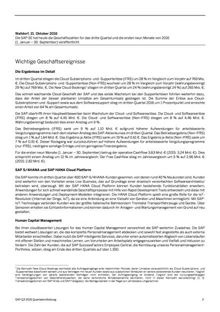 SAP-Quartalsmitteilung Q3 2016, Seite 2/23, komplettes Dokument unter http://boerse-social.com/static/uploads/file_1918_sap-quartalsmitteilung_q3_2016.pdf (21.10.2016) 