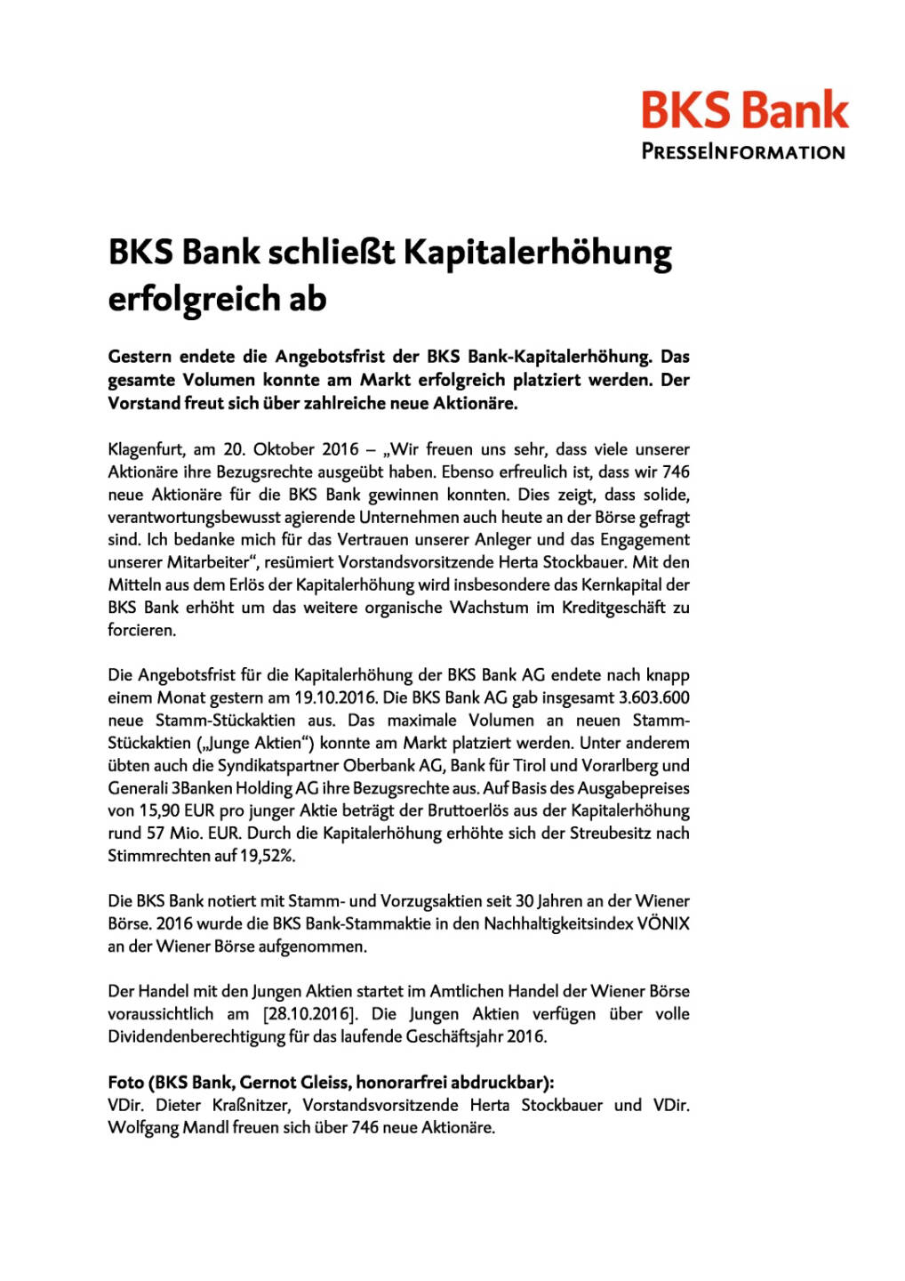 BKS Bank: Kapitalerhöhung erfolgreich abgeschlossen, Seite 1/2, komplettes Dokument unter http://boerse-social.com/static/uploads/file_1920_bks_bank_kapitalerhohung_erfolgreich_abgeschlossen.pdf