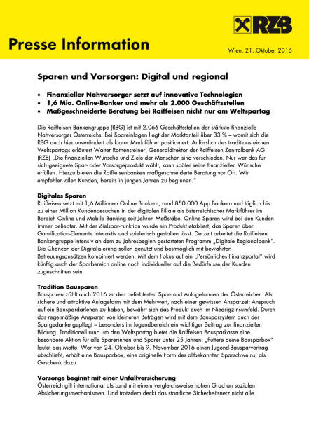 RZB: Sparen und Vorsorgen: Digital und regional, Seite 1/3, komplettes Dokument unter http://boerse-social.com/static/uploads/file_1921_rzb_sparen_und_vorsorgen_digital_und_regional.pdf (21.10.2016) 