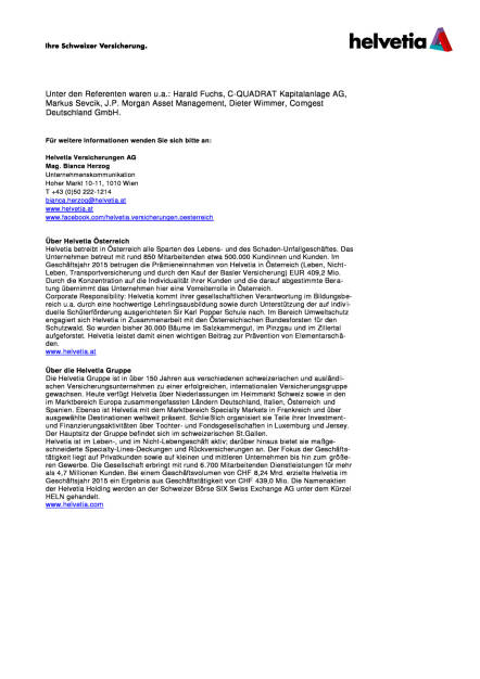 Helvetia Investmenttage 2016: Hochwertige Weiterbildung für Finanzdienstleister, Seite 2/3, komplettes Dokument unter http://boerse-social.com/static/uploads/file_1923_helvetia_investmenttage_2016_hochwertige_weiterbildung_fur_finanzdienstleister.pdf (24.10.2016) 