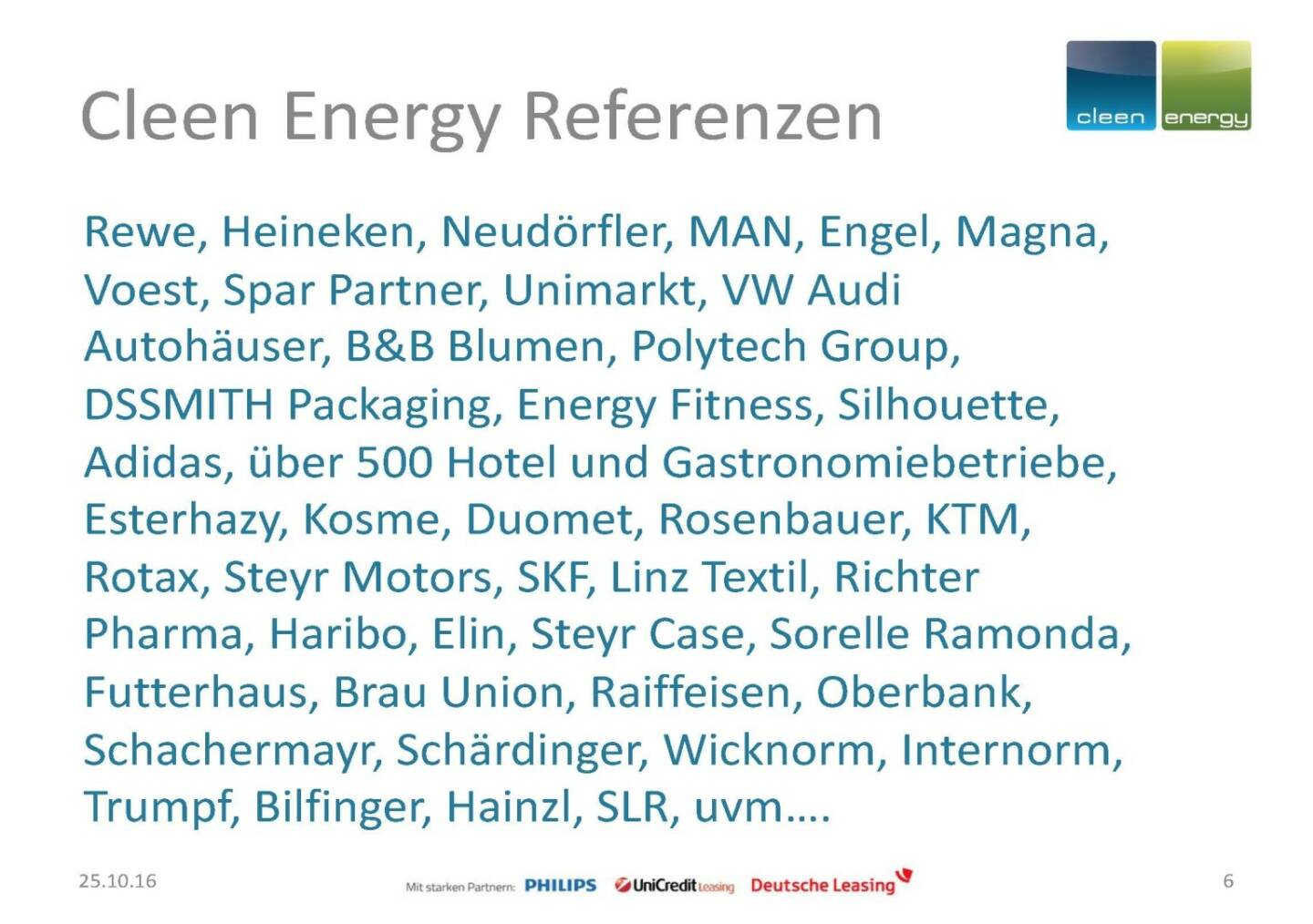 Cleen Energy - Referenzen