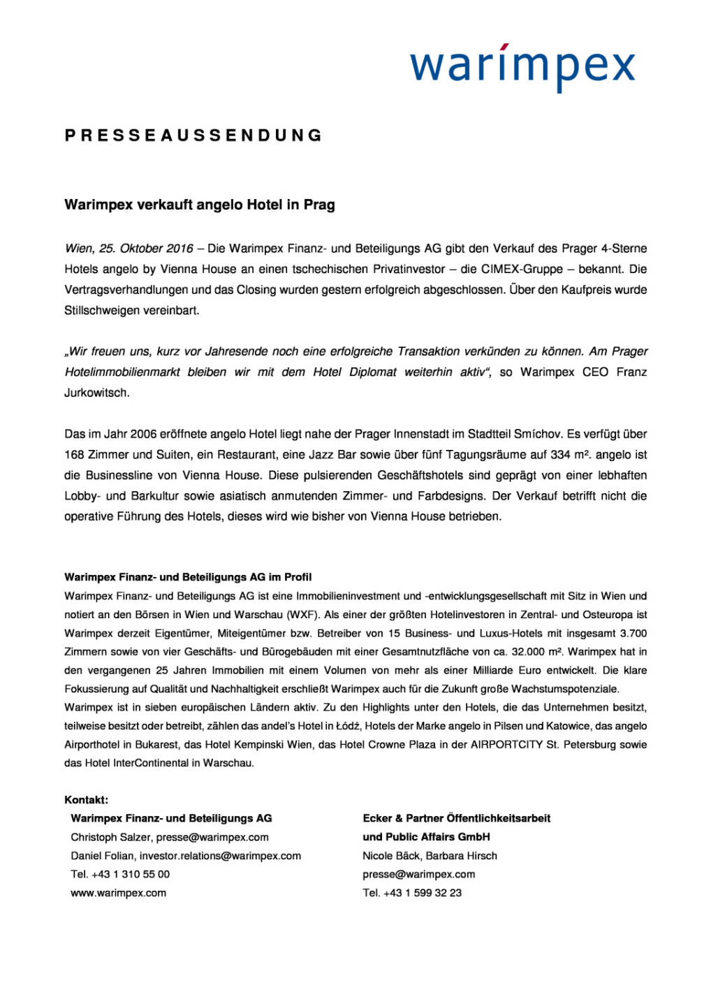 Warimpex verkauft angelo Hotel in Prag, Seite 1/1, komplettes Dokument unter http://boerse-social.com/static/uploads/file_1928_warimpex_verkauft_angelo_hotel_in_prag.pdf