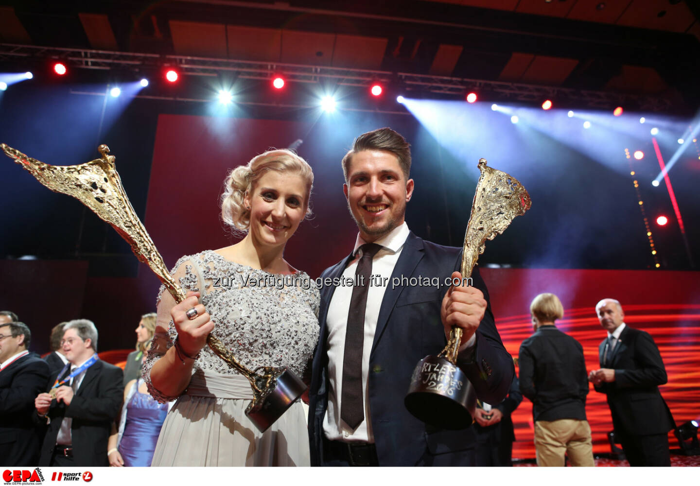 Marcel Hirscher and Eva-Maria Brem (AUT) Photo: GEPA pictures/ Christian Walgram