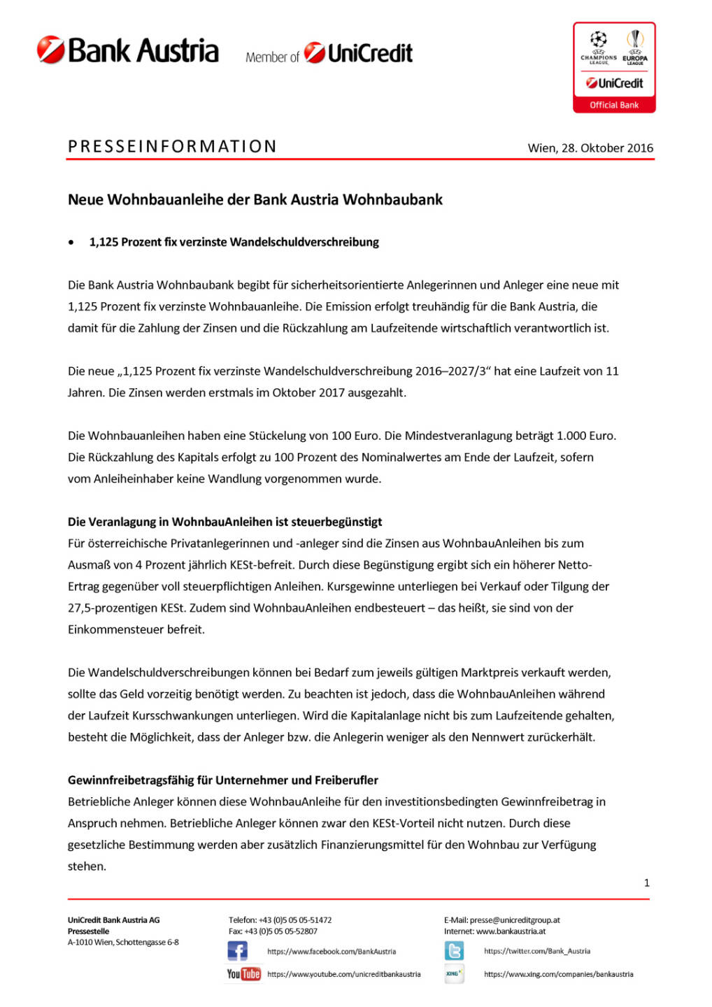 Bank Austria Wohnbaubank: Neue Wohnbauanleihe, Seite 1/3, komplettes Dokument unter http://boerse-social.com/static/uploads/file_1946_bank_austria_wohnbaubank_neue_wohnbauanleihe.pdf