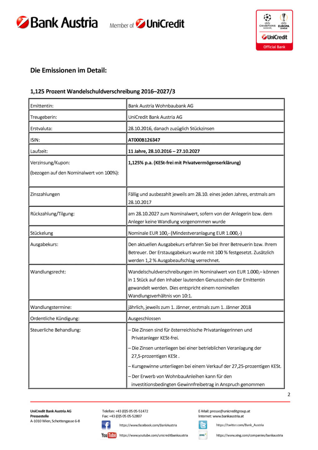 Bank Austria Wohnbaubank: Neue Wohnbauanleihe, Seite 2/3, komplettes Dokument unter http://boerse-social.com/static/uploads/file_1946_bank_austria_wohnbaubank_neue_wohnbauanleihe.pdf