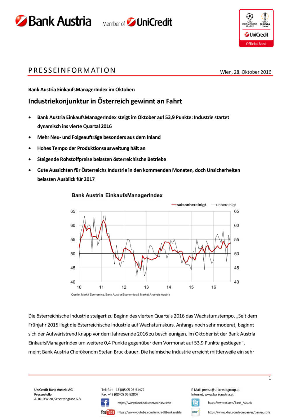 Bank Austria: Industriekonjunktur in Österreich , Seite 1/4, komplettes Dokument unter http://boerse-social.com/static/uploads/file_1947_bank_austria_industriekonjunktur_in_osterreich.pdf