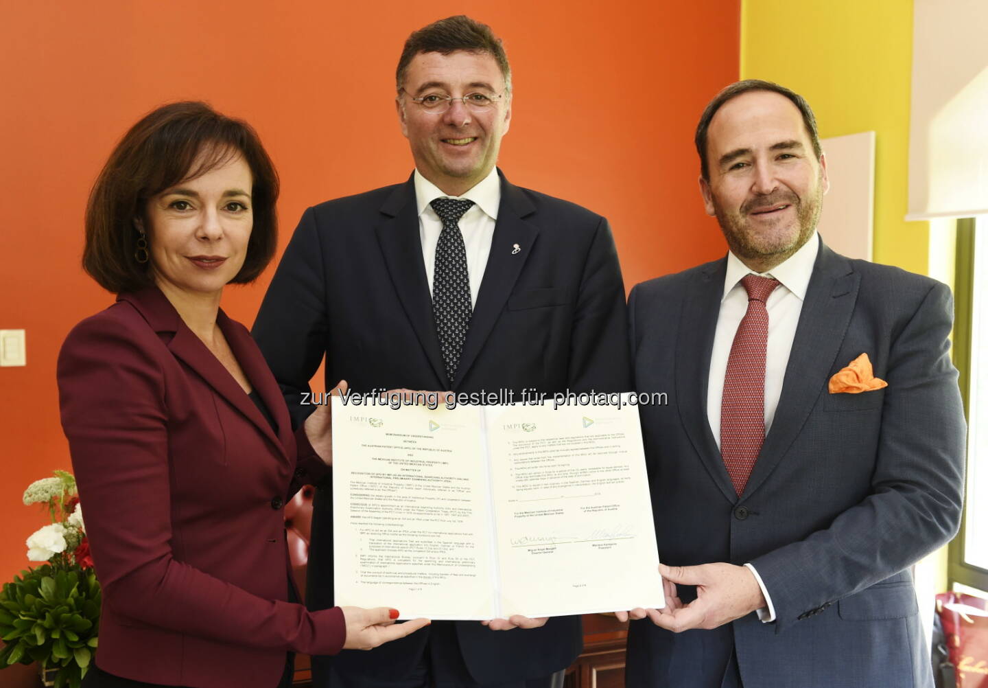 Mariana Karpova (Österr. Patentamt), Jörg Leichtfried (Infrastrukturminister), Miguel Angel Margain (IMPI) : Patentabkommen mit Mexiko: Schneller Schutz für österreichische Innovationen : Fotocredit: BMVIT/Thomas Jantzen