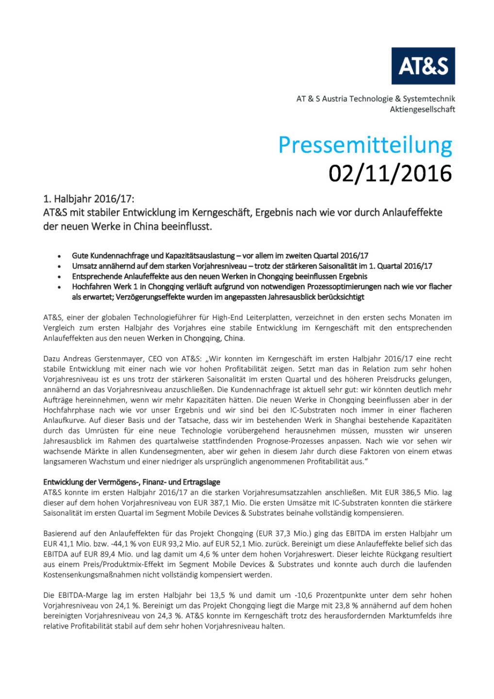 AT&S: 1. Halbjahr 2016/17, Seite 1/4, komplettes Dokument unter http://boerse-social.com/static/uploads/file_1957_ats_1_halbjahr_201617.pdf