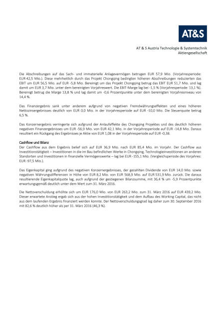 AT&S: 1. Halbjahr 2016/17, Seite 2/4, komplettes Dokument unter http://boerse-social.com/static/uploads/file_1957_ats_1_halbjahr_201617.pdf (02.11.2016) 