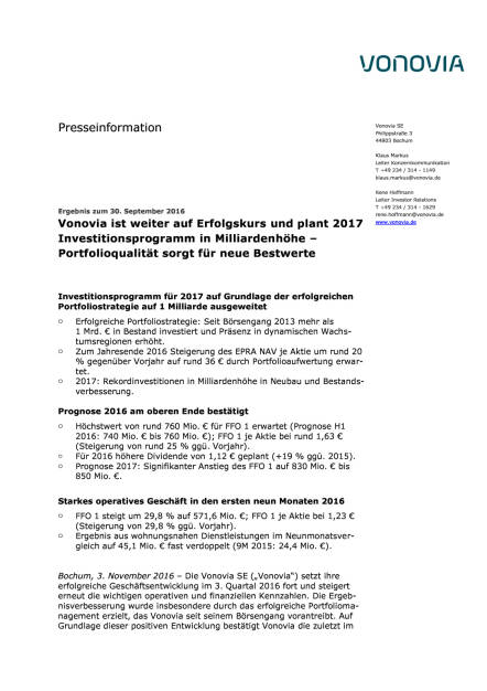 Vonovia: Ergebnis zum 30. September 2016, Seite 1/7, komplettes Dokument unter http://boerse-social.com/static/uploads/file_1959_vonovia_ergebnis_zum_30_september_2016.pdf (03.11.2016) 