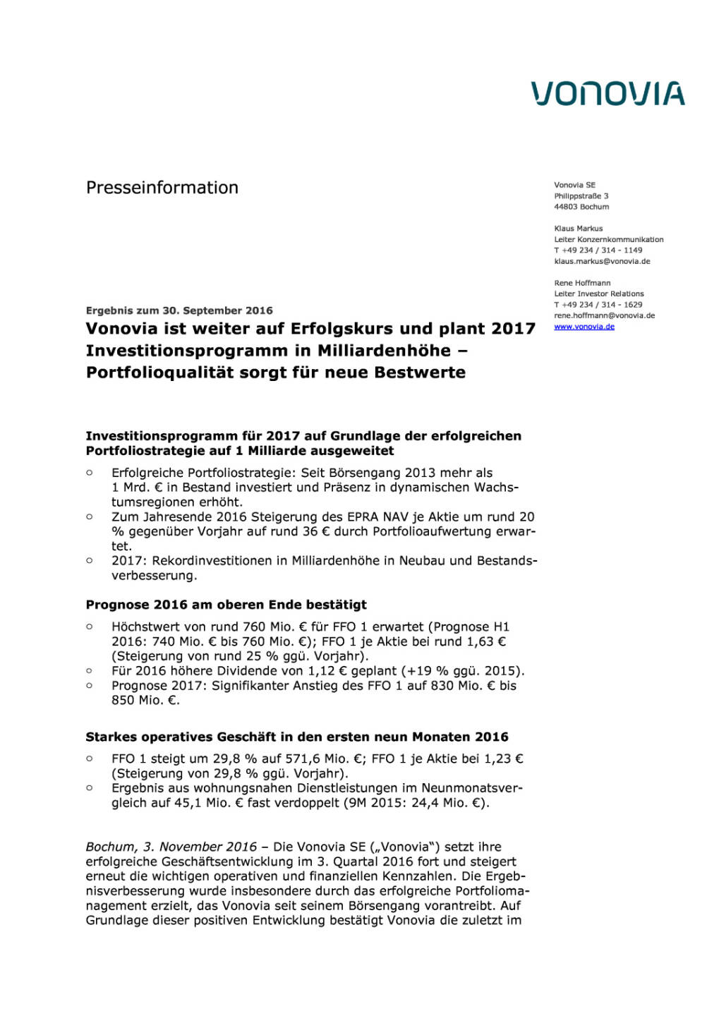 Vonovia: Ergebnis zum 30. September 2016, Seite 1/7, komplettes Dokument unter http://boerse-social.com/static/uploads/file_1959_vonovia_ergebnis_zum_30_september_2016.pdf