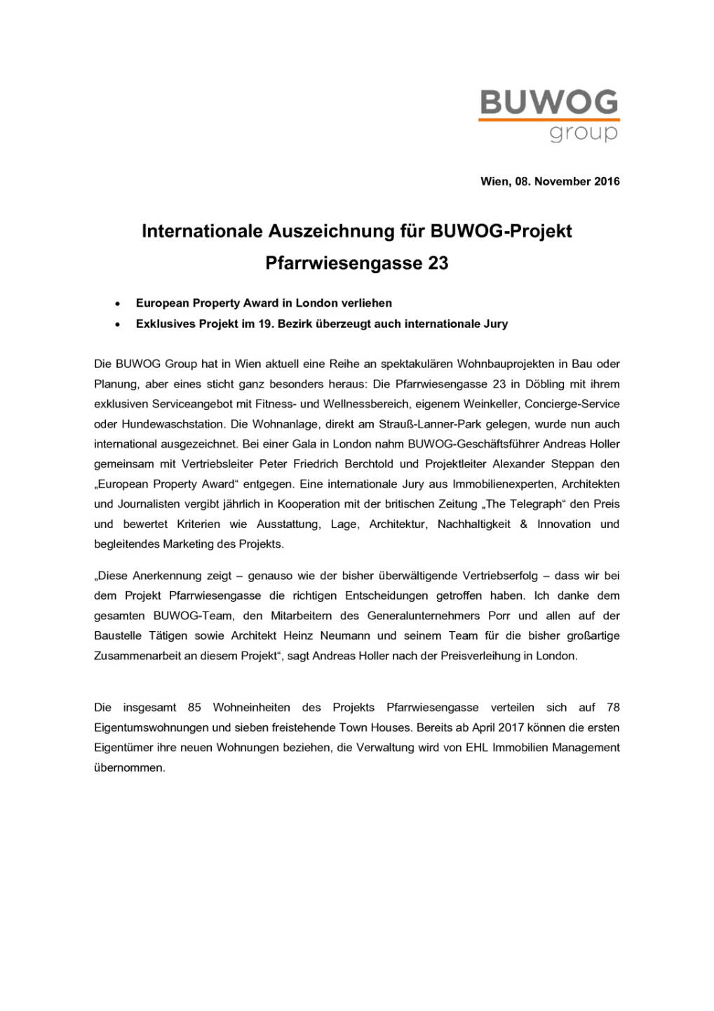 Internat. Auszeichnung für Buwog-Projekt, Seite 1/2, komplettes Dokument unter http://boerse-social.com/static/uploads/file_1963_internat_auszeichnung_für_buwog-projekt.pdf
