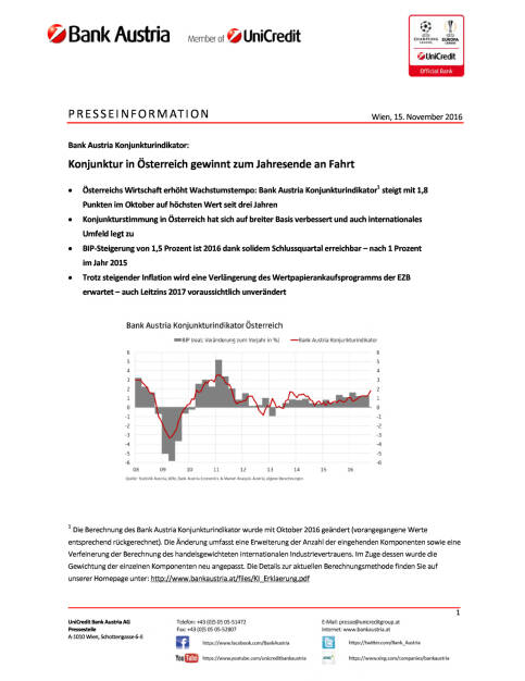 Bank Austira: Konjunktur in Österreich gewinnt zum Jahresende an Fahrt, Seite 1/5, komplettes Dokument unter http://boerse-social.com/static/uploads/file_1976_bank_austria_konjunkturindikator_oktober.pdf (15.11.2016) 