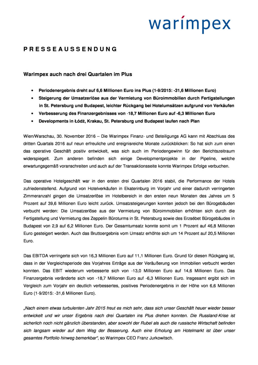 Warimpex im Plus, Seite 1/4, komplettes Dokument unter http://boerse-social.com/static/uploads/file_1998_warimpex_im_plus.pdf