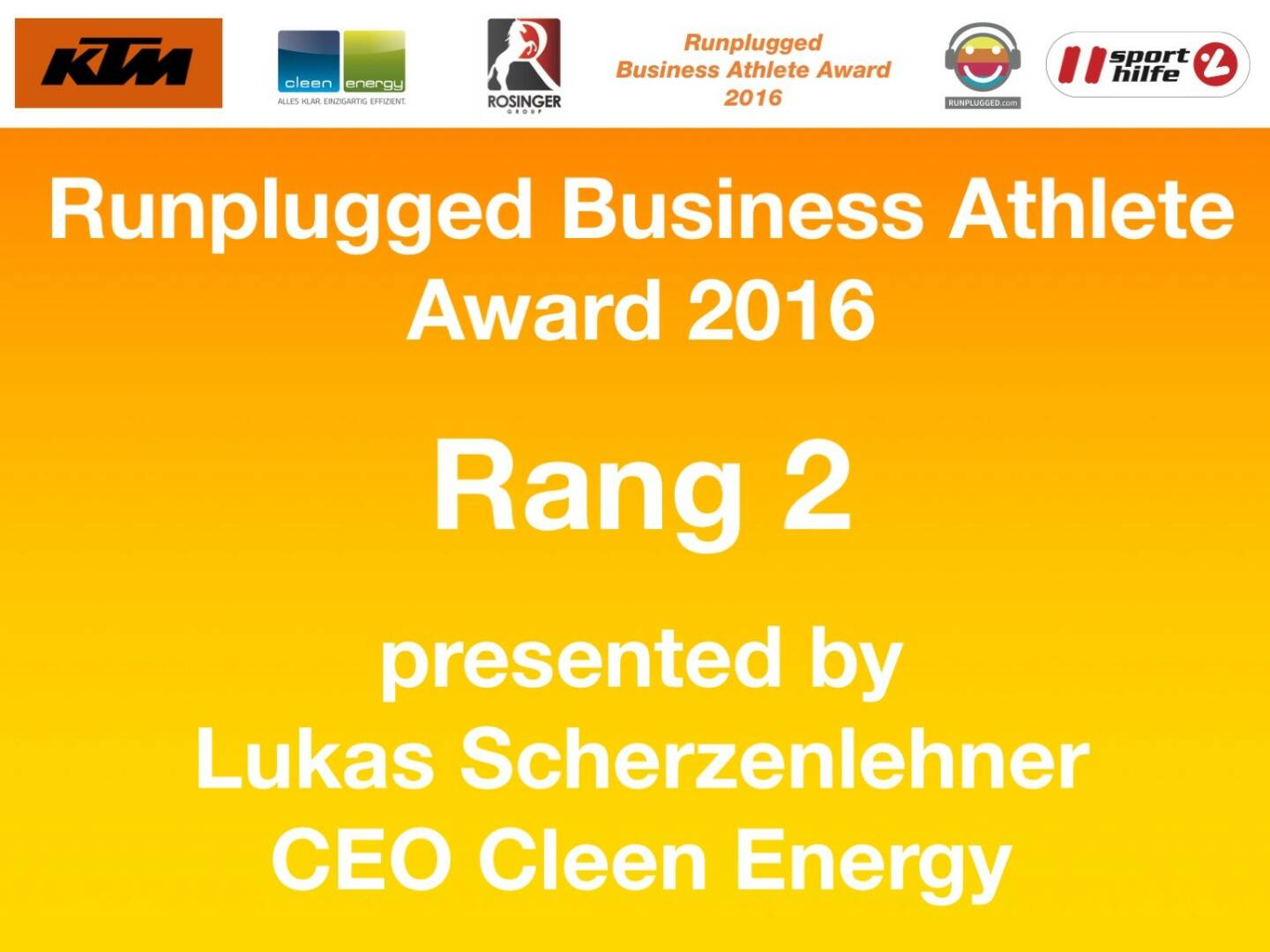 Business Athelete Award 2016 - Rang 2 presented by Cleen Energy