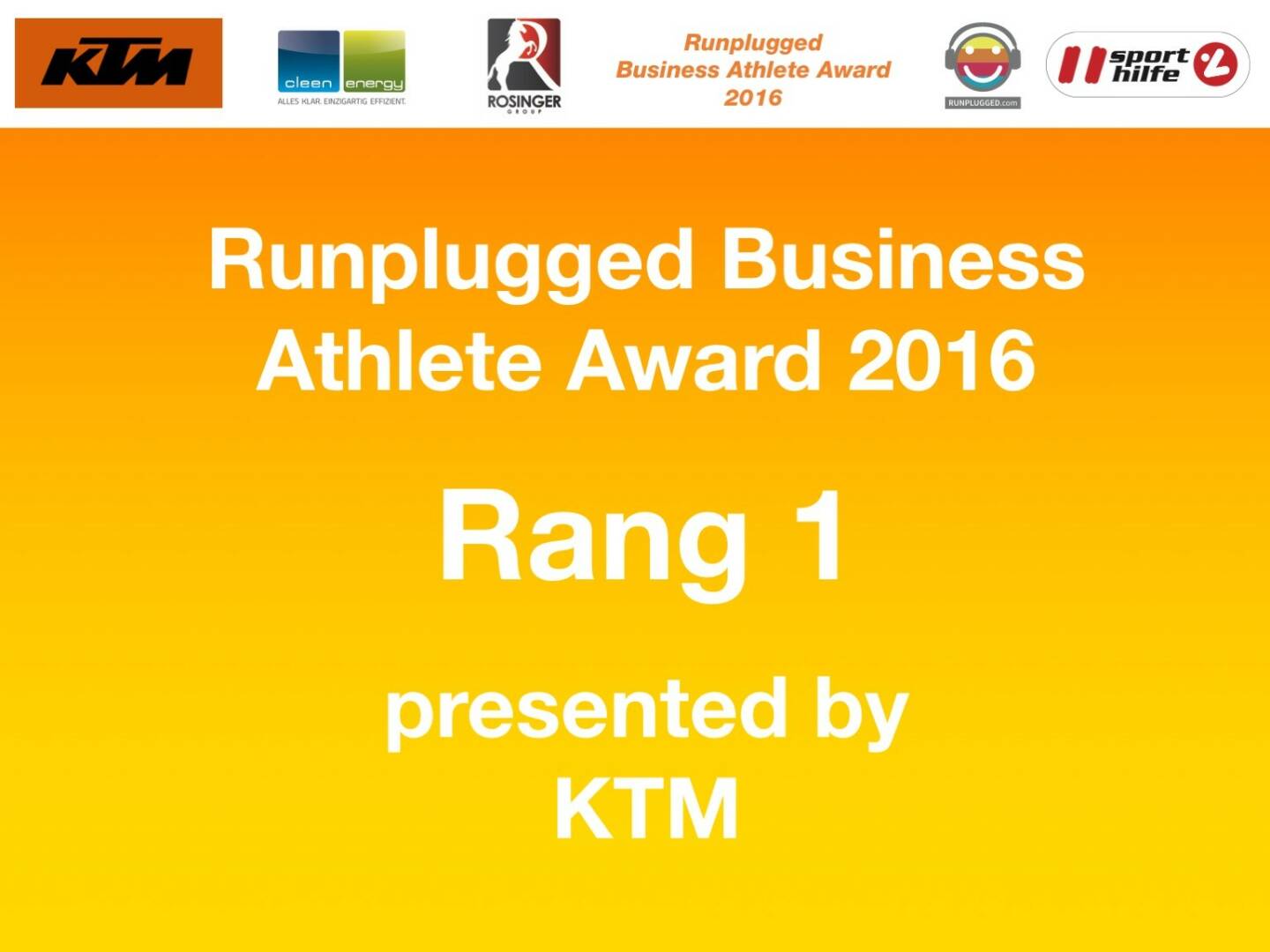 Business Athelete Award 2016 - Rang 1 presented by KTM