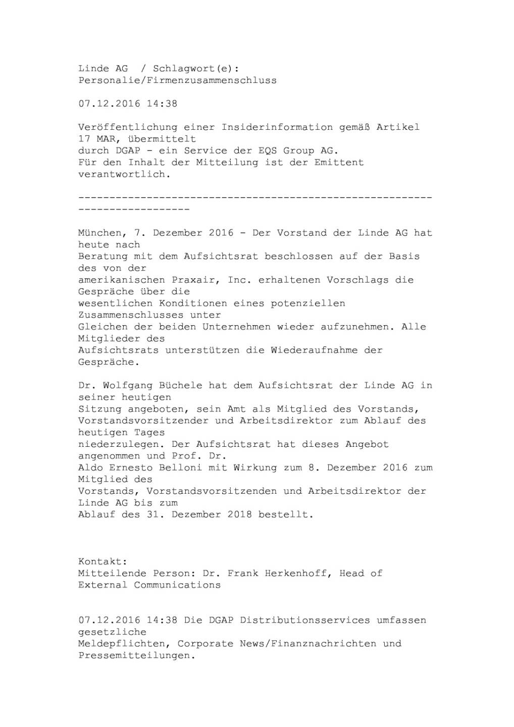 Linde: Gespr&auml;che &uuml;ber Zusammenschluss mit Praxair, Seite 1/2, komplettes Dokument unter http://boerse-social.com/static/uploads/file_2007_linde_gesprache_uber_zusammenschluss_mit_praxair.pdf