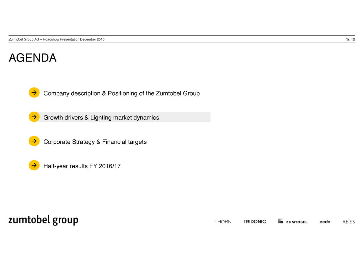 Zumtobel Group - Agenda