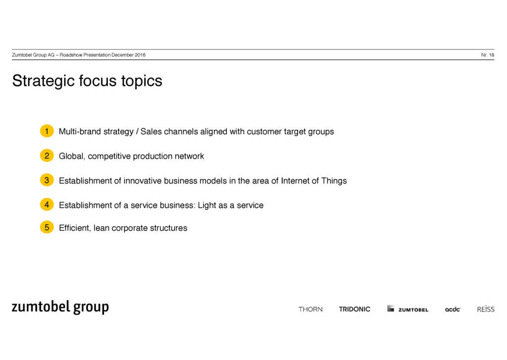 Zumtobel Group - Strategic focus topics (07.12.2016) 