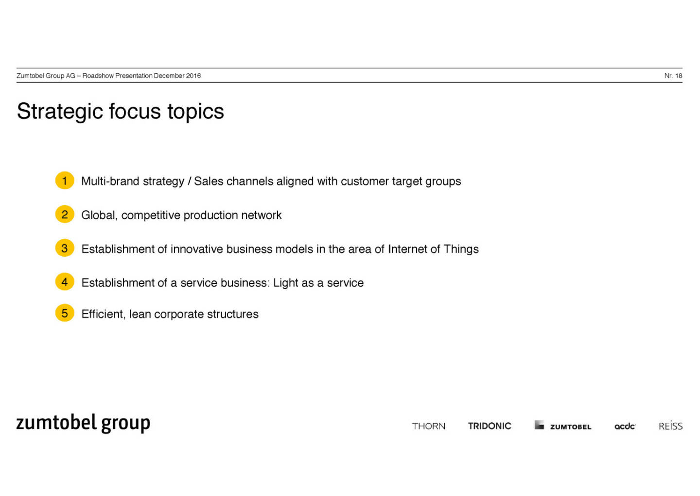 Zumtobel Group - Strategic focus topics