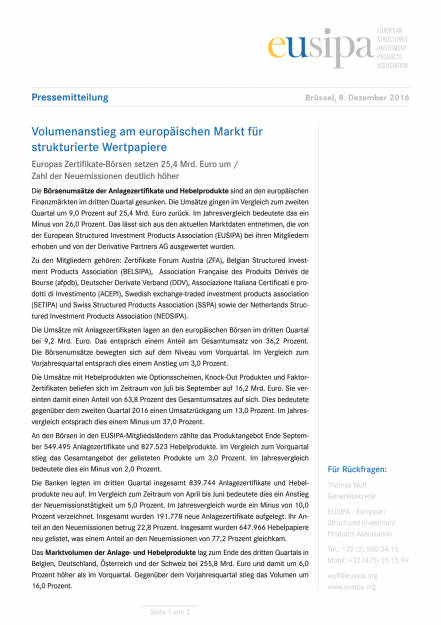 Volumenanstieg am europäischen Markt für strukturierte Wertpapiere, Seite 1/2, komplettes Dokument unter http://boerse-social.com/static/uploads/file_2009_eusipa_q3.pdf (08.12.2016) 