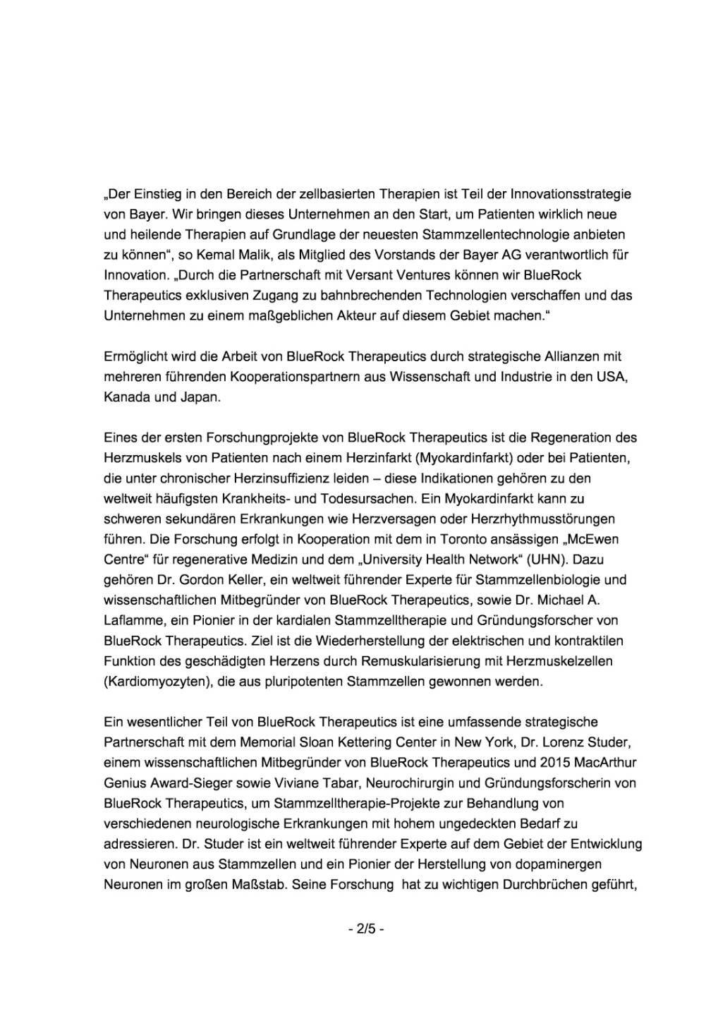 Bayer und Versant Ventures gründen Unternehmen, Seite 2/5, komplettes Dokument unter http://boerse-social.com/static/uploads/file_2013_bayer_und_versant_ventures_grunden_unternehmen.pdf