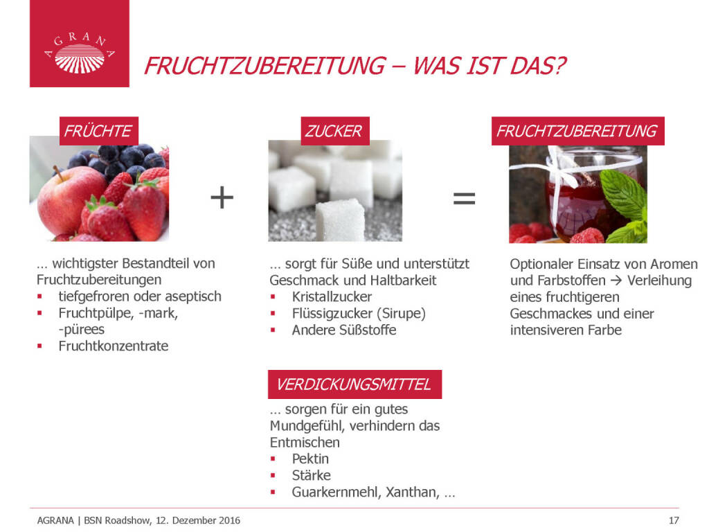 Agrana - Fruchtzubereitung - Was ist das? (12.12.2016)