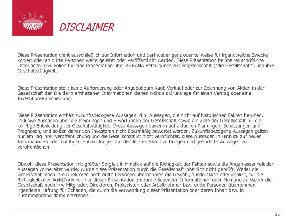 Agrana - Disclaimer (12.12.2016)