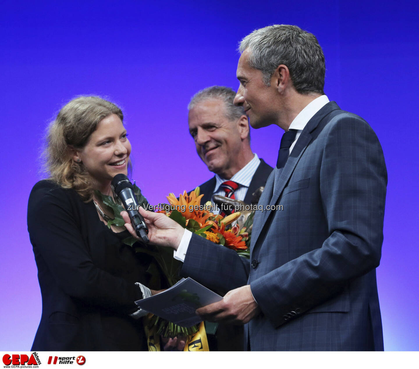 Trainerin Barbara Helbich und Moderator Rainer Pariasek, Foto: GEPA pictures/ Markus Oberlaender