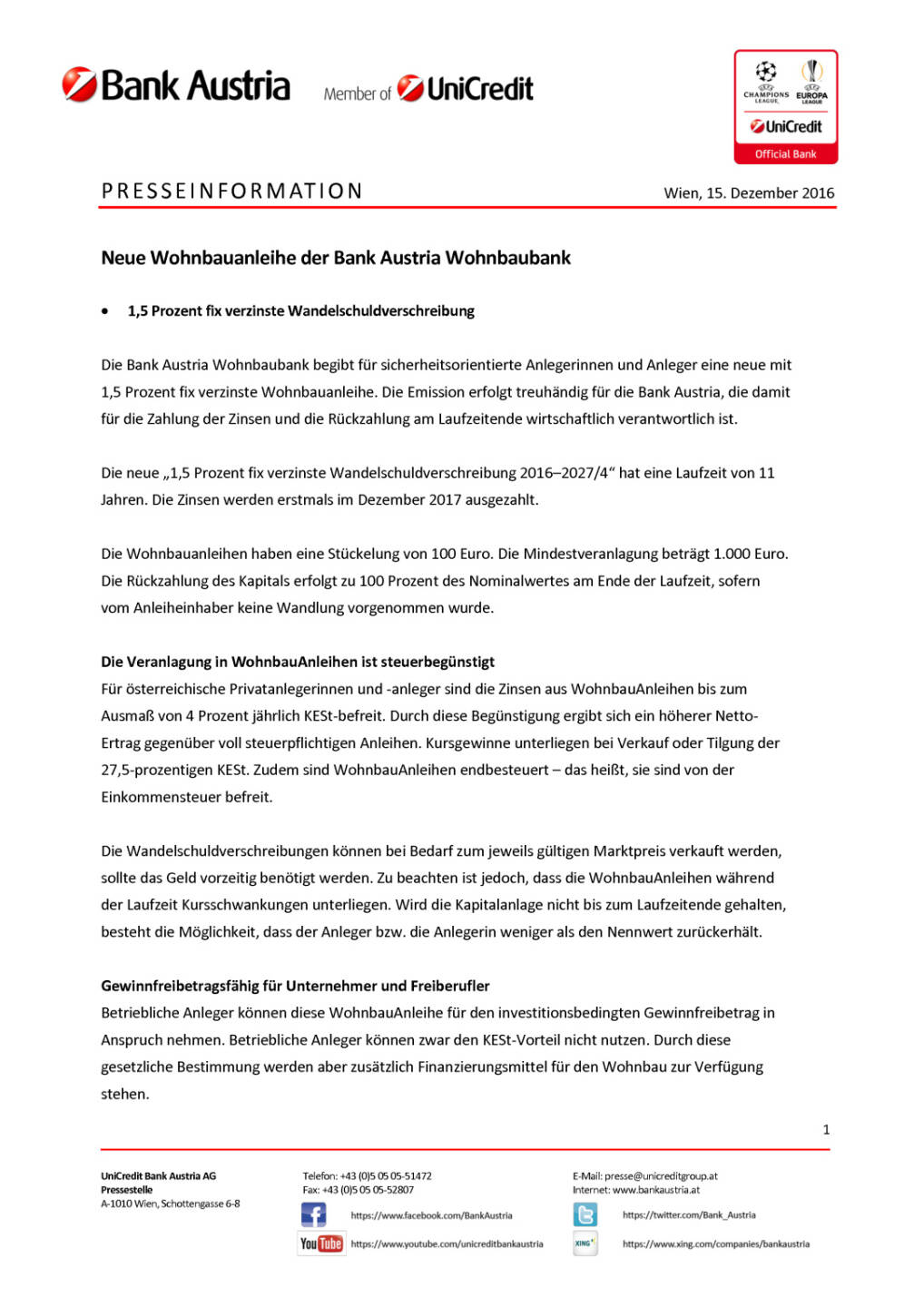 Neue Wohnbauanleihe der Bank Austria Wohnbaubank, Seite 1/3, komplettes Dokument unter http://boerse-social.com/static/uploads/file_2022_neue_wohnbauanleihe_der_bank_austria_wohnbaubank.pdf