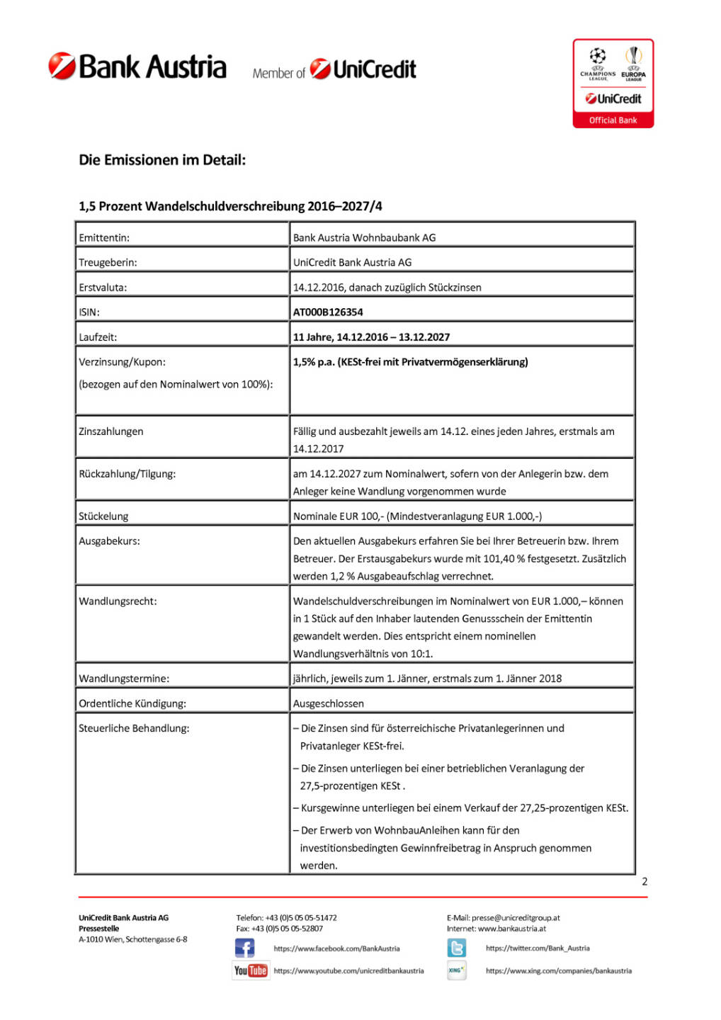 Neue Wohnbauanleihe der Bank Austria Wohnbaubank, Seite 2/3, komplettes Dokument unter http://boerse-social.com/static/uploads/file_2022_neue_wohnbauanleihe_der_bank_austria_wohnbaubank.pdf