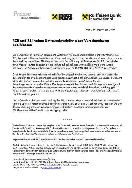 RZB und RBI haben Umtauschverhältnis zur Verschmelzung beschlossen, Seite 1/1, komplettes Dokument unter http://boerse-social.com/static/uploads/file_2027_rzb_rbi_umtauschverhaeltnis.pdf (16.12.2016) 