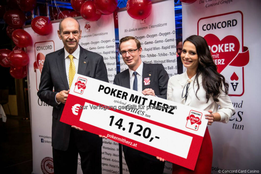 Peter Zanoni, Johnny Lütkenhorst, Henrieta Zanoni: Montesino Entertainment Group GmbH: Riesenerfolg der 1. Poker mit Herz Charity Gala (C) Concord Card Casino, © Aussender (19.12.2016) 