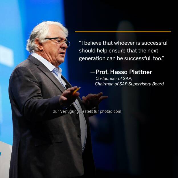 Our Founder, Prof. Hasso Plattner, turns 73 today! Wish him a happy birthday in the comments!  Source: http://facebook.com/SAP (22.01.2017)
