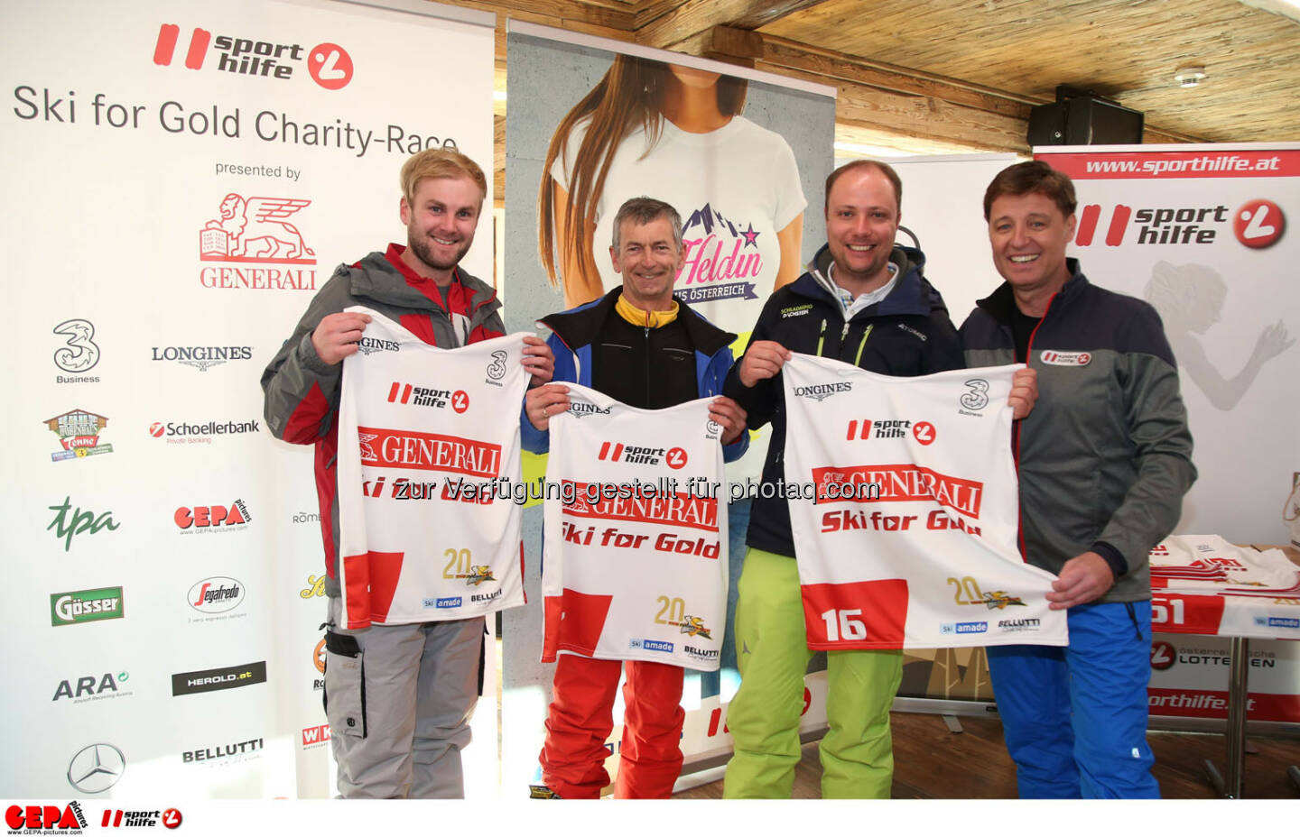 Ski for Gold Charity Race. Image shows Philipp Walcher, Gottlieb Stocker, Mathias Schattleitner and managing director Harald Bauer (Sporthilfe). Photo: GEPA pictures/ Harald Steiner