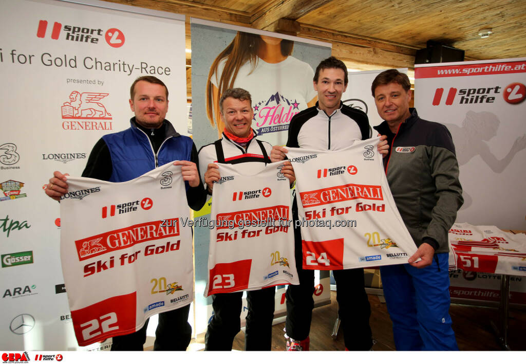 Ski for Gold Charity Race. Image shows Herwig Langganger, Christian Reslhuber, Christoph Stadler and managing director Harald Bauer (Sporthilfe). Photo: GEPA pictures/ Daniel Goetzhaber (26.01.2017) 