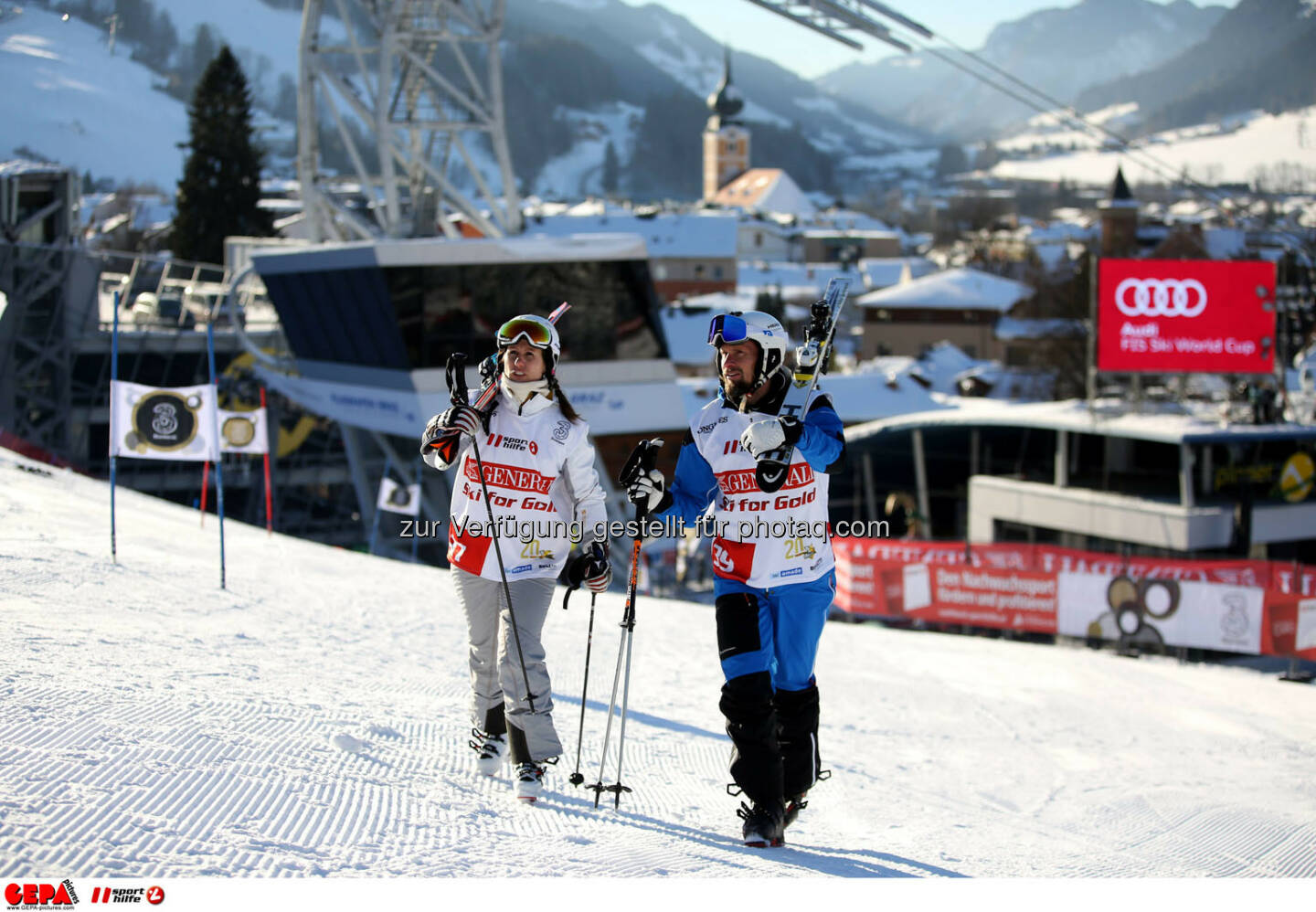 Ski for Gold Charity Race. Image shows Brigitte Kliment-Obermoser and Marco Buechel. Photo: GEPA pictures/ Daniel Goetzhaber
