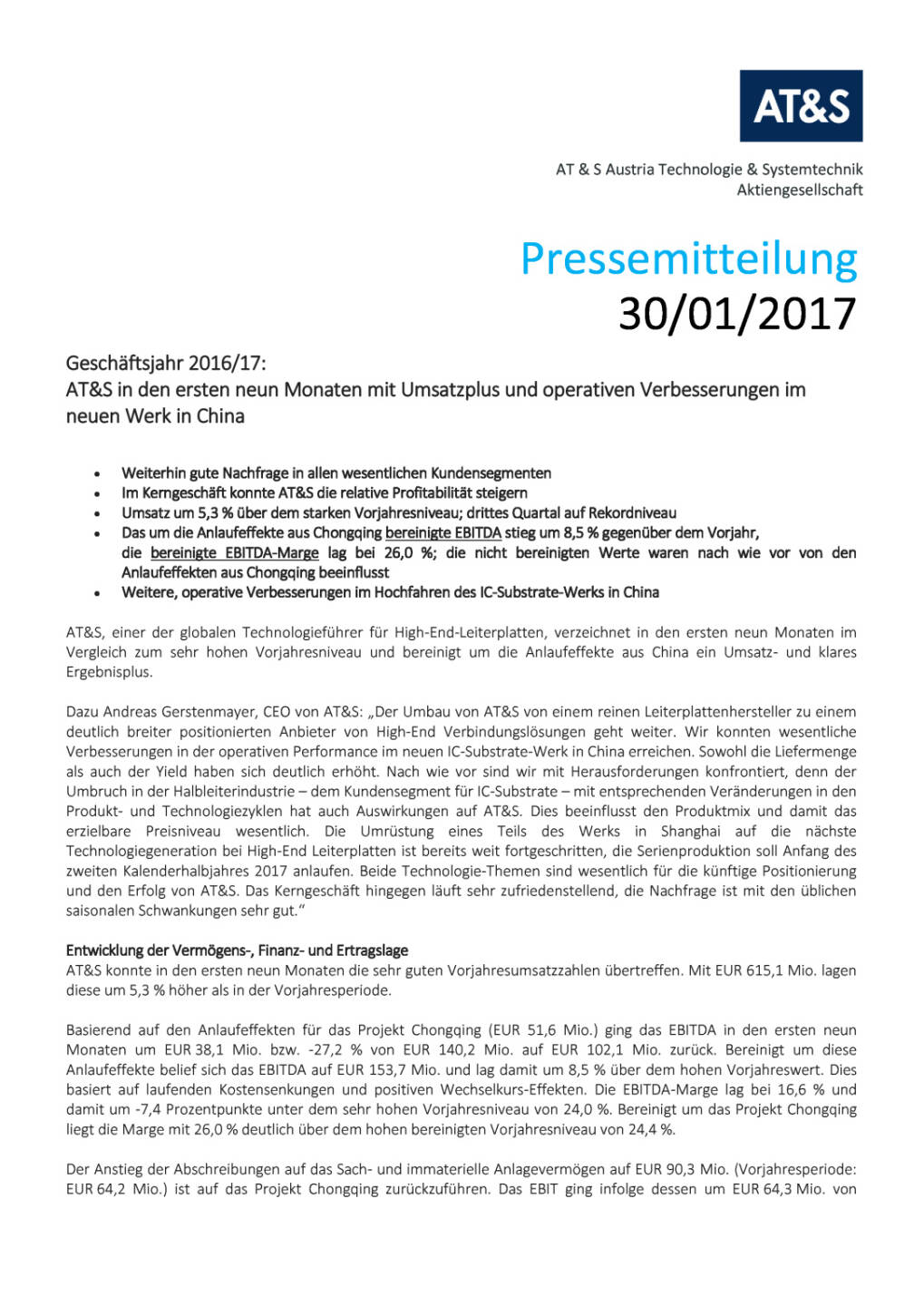 AT&S in den ersten neun Monaten mit Umsatzplus und operativen Verbesserungen im neuen Werk in China (Geschäftsjahr 2016/17), Seite 1/4, komplettes Dokument unter http://boerse-social.com/static/uploads/file_2079_ats_in_den_ersten_neun_monaten_mit_umsatzplus.pdf