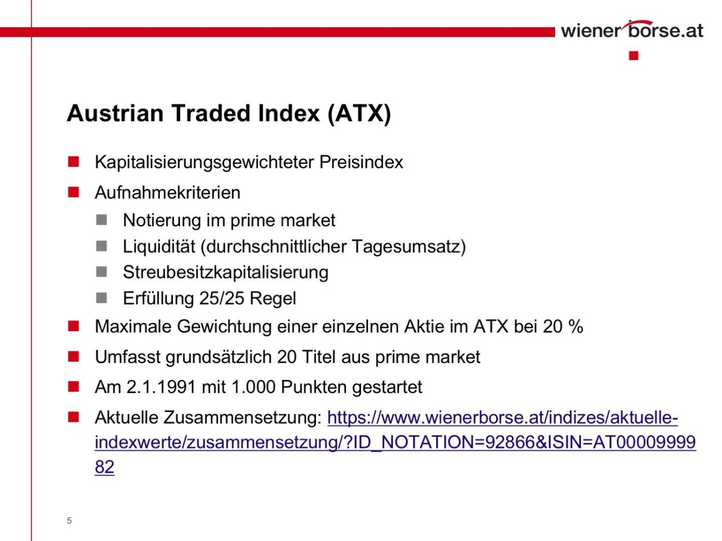 Wiener Börse - Austrian Traded Index ATX