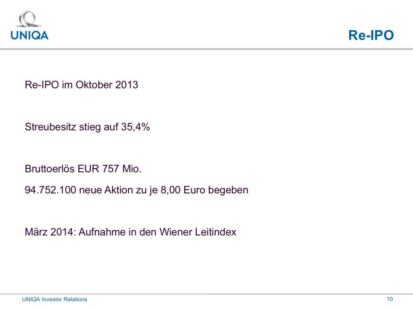 Uniqa - Re-IPO