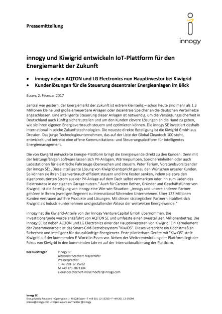 innogy und Kiwigrid entwickeln IoT-Plattform, Seite 1/2, komplettes Dokument unter http://boerse-social.com/static/uploads/file_2092_innogy_und_kiwigrid_entwickeln_iot-plattform.pdf (02.02.2017) 